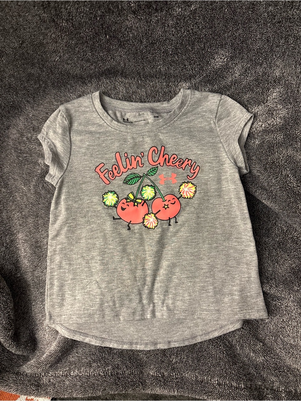 Under Armour Gray Tee with Pink Cherry 'Feelin' Cheery' Graphic